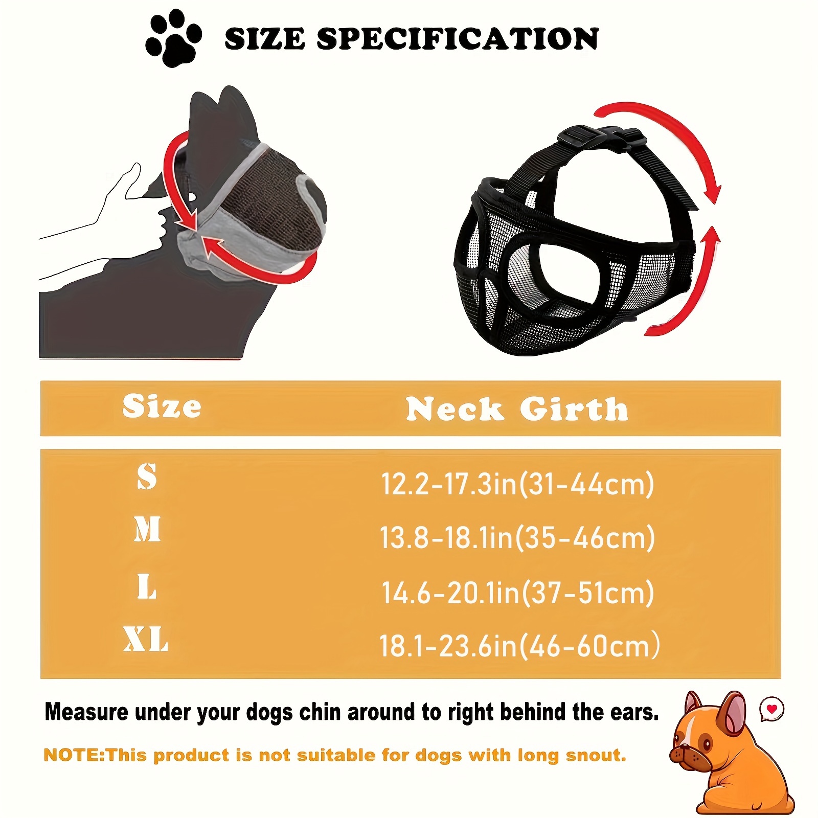 Short Snout Dog Muzzle Bulldog Muzzle Dog Anti biting Anti - Temu