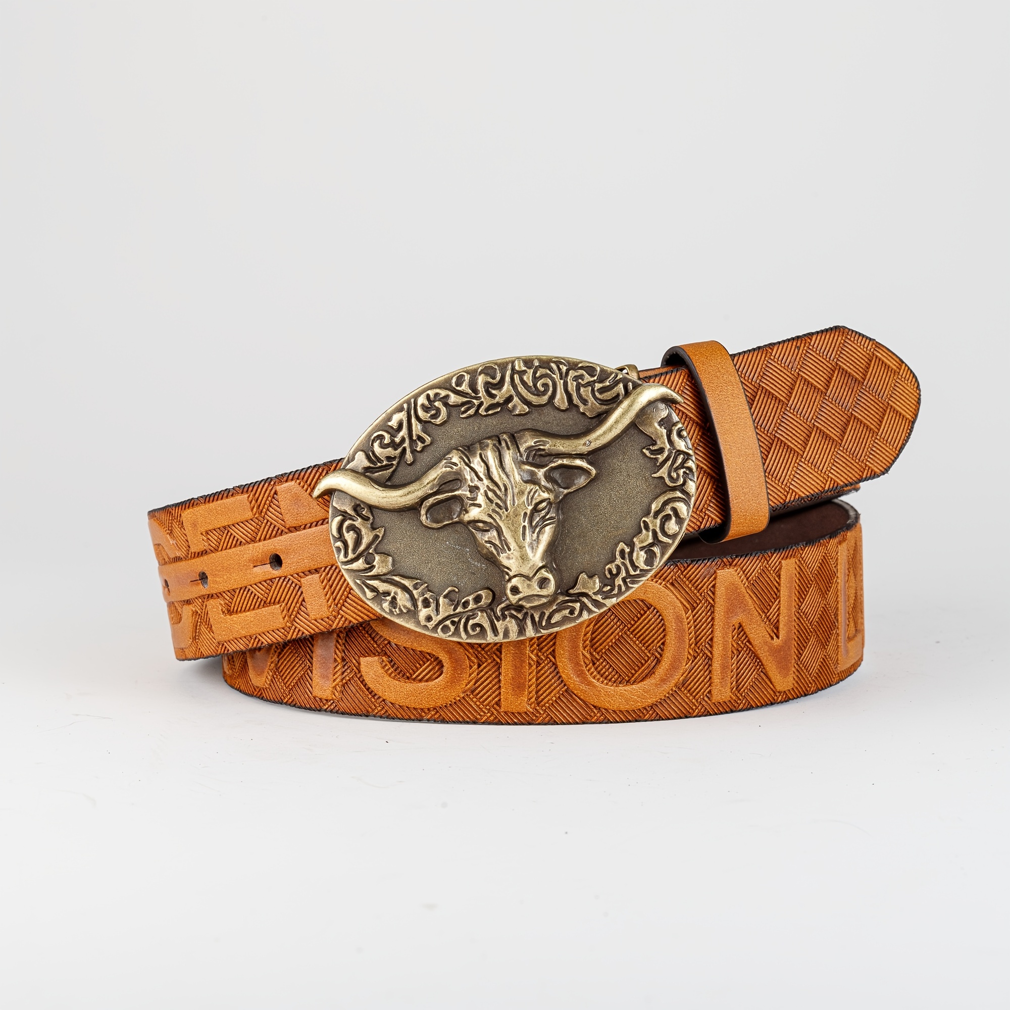 Retro Bull Head Buckle Belt For Men Denim Jeans Casual Daily Accessory