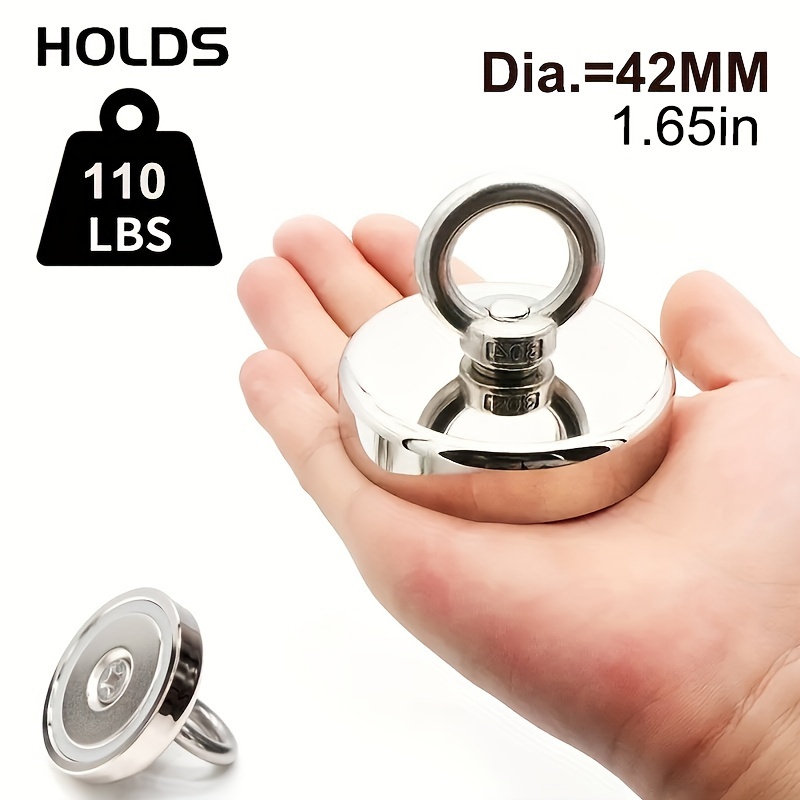 1pc Dia 42mm, Can Hold 49.9KG Strong Magnet Salvager, Force Strong Magnet  Fishing, underwater Items Salvage Magnet, Find Lost Metal Items, Strong Magn