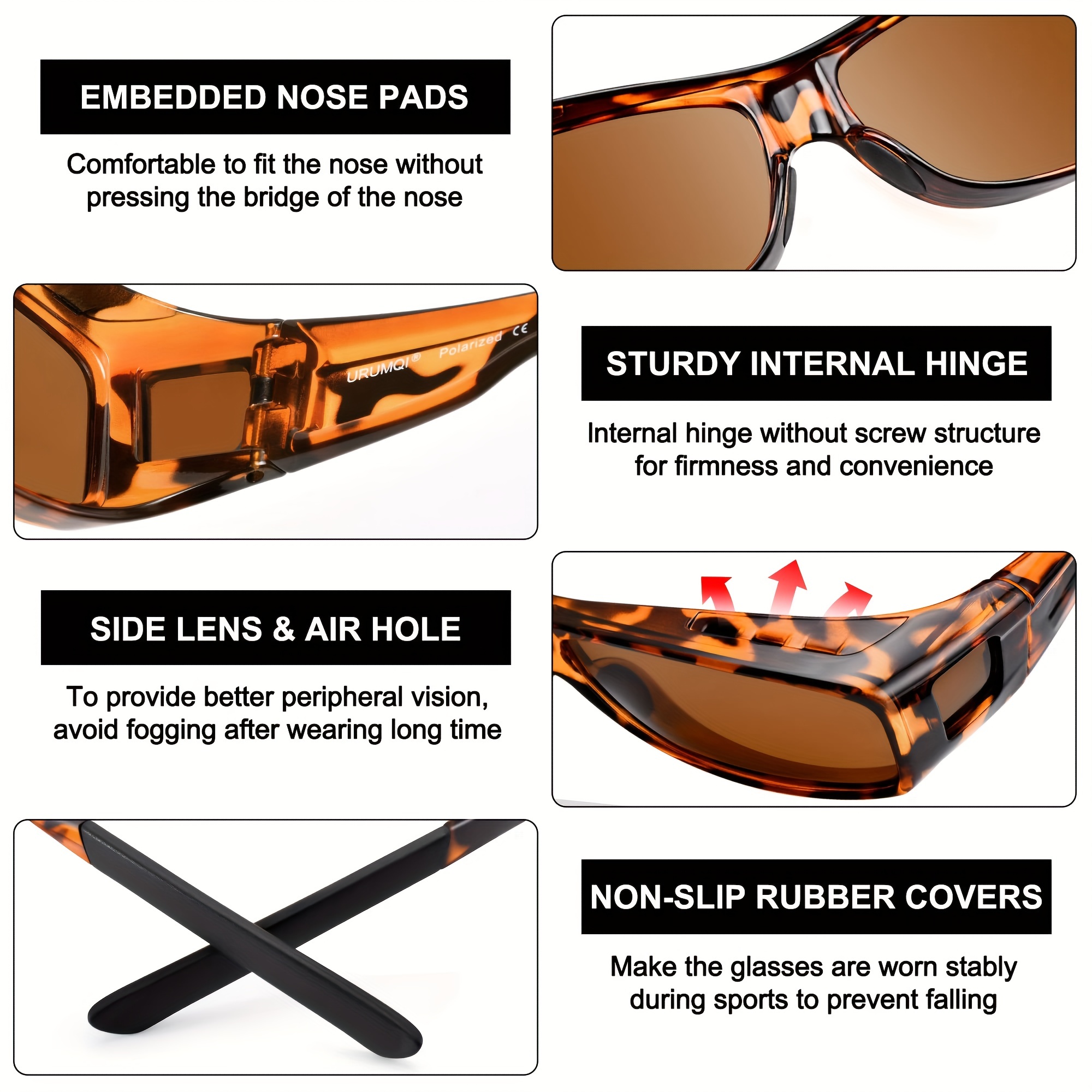 Polarized Fit Over Sunglasses For Women Men Wrap Around Wear - Temu Canada