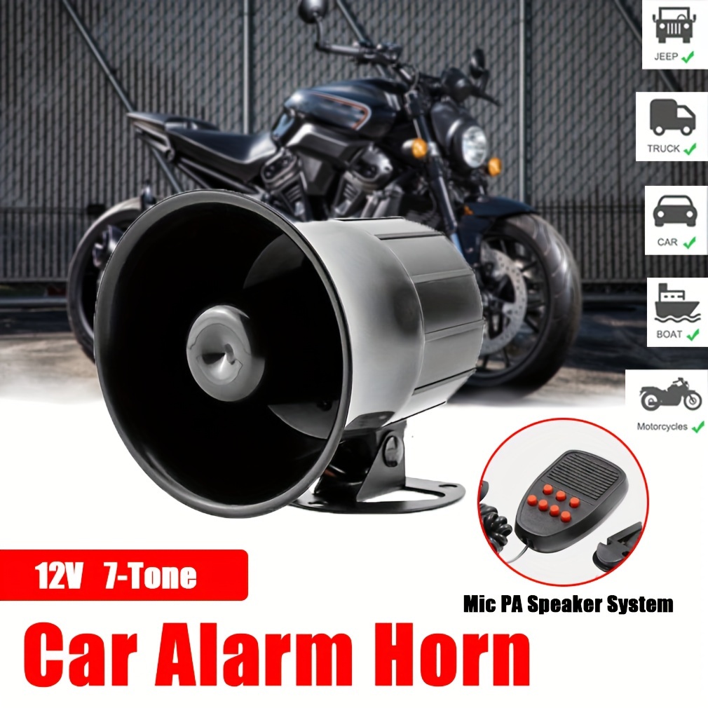 Car Alarm Horn 110 Db 7 Sounds Car Alarm Speaker Car Horn - Temu