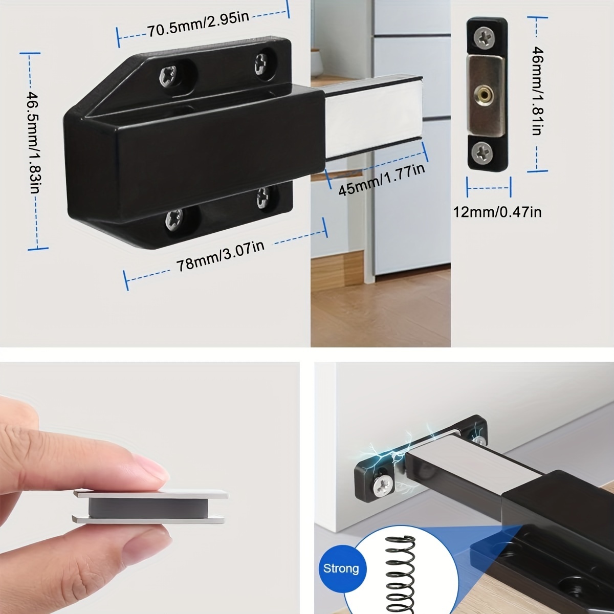 1/2/4/6pcs Magnetic Push Latch, Heavy Duty Push To Open Cabinet Hardware,  Magnetic Touch Latches For Door, Push Release Latch Fot Kitchen Drawer, Push