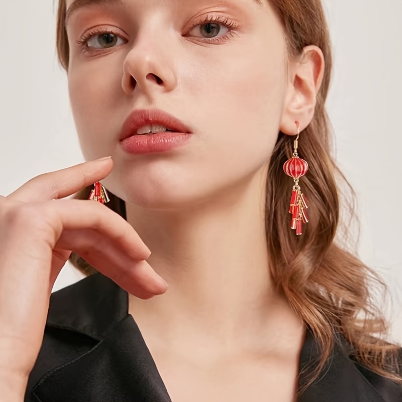 3pairs Round Decor Tassel Drop Earrings