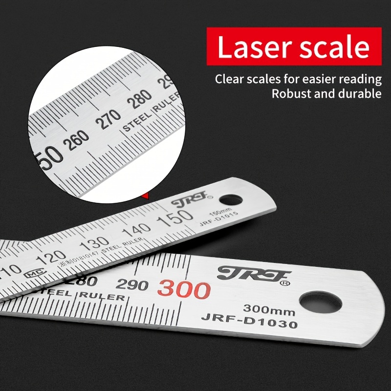 HARFINGTON Stainless Steel Ruler 16 Inch 40cm Metric English Ruler with  Conversion Table Small Metal Ruler Set Straight Edge Millimeter Ruler