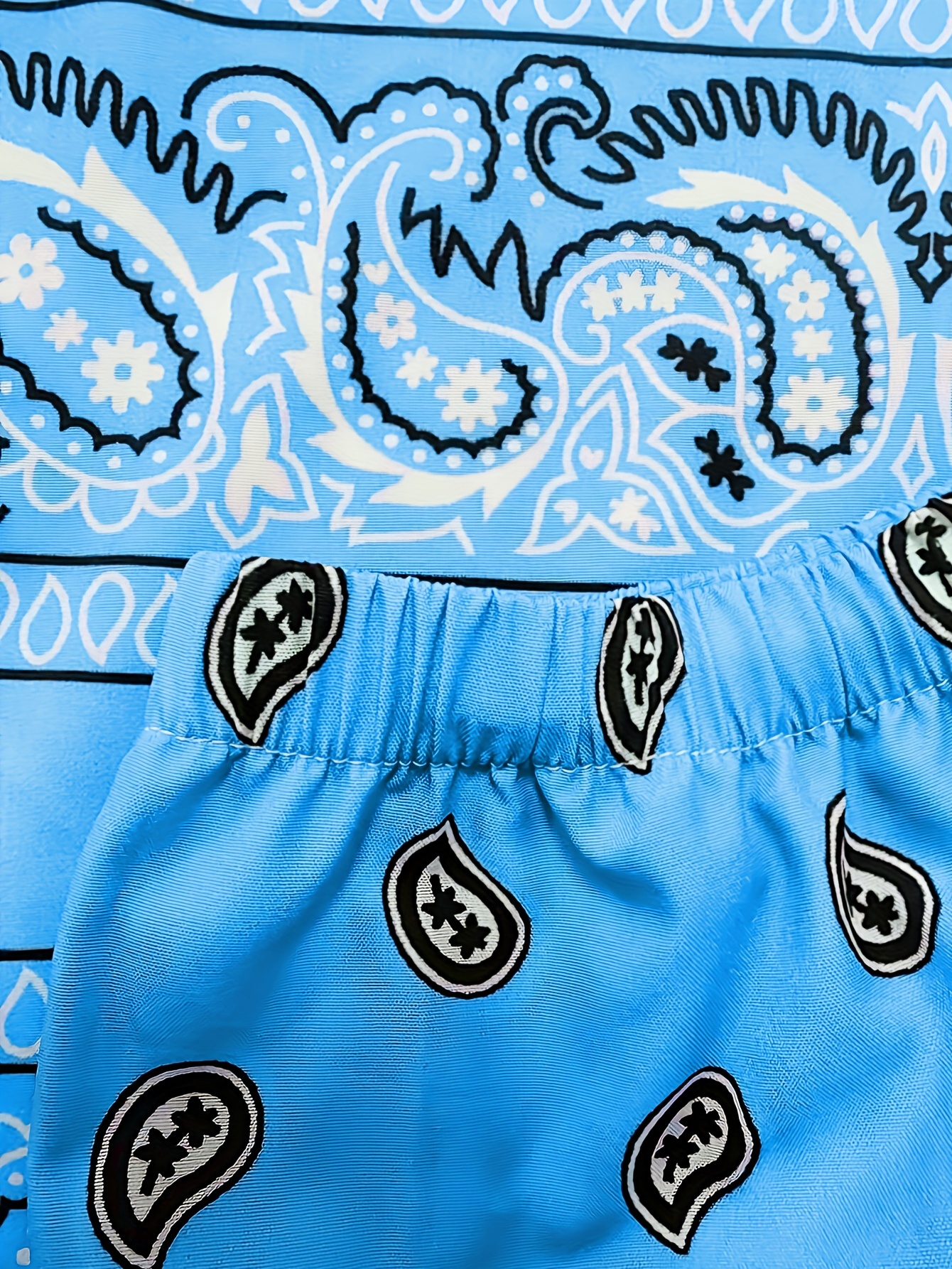 KS-QON BENG Boho Style Blue Paisley Pattern Women's Underwear with