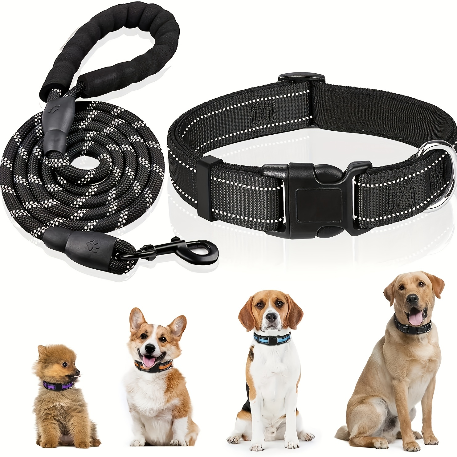 Adjustable Dog Collar & Leash Set for Small-Medium Dogs