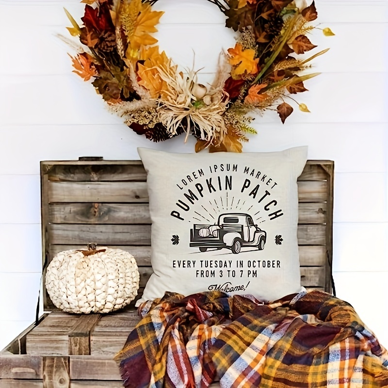 Antique Farmhouse Pumpkin Patch Fall Farmhouse Accent Pillow