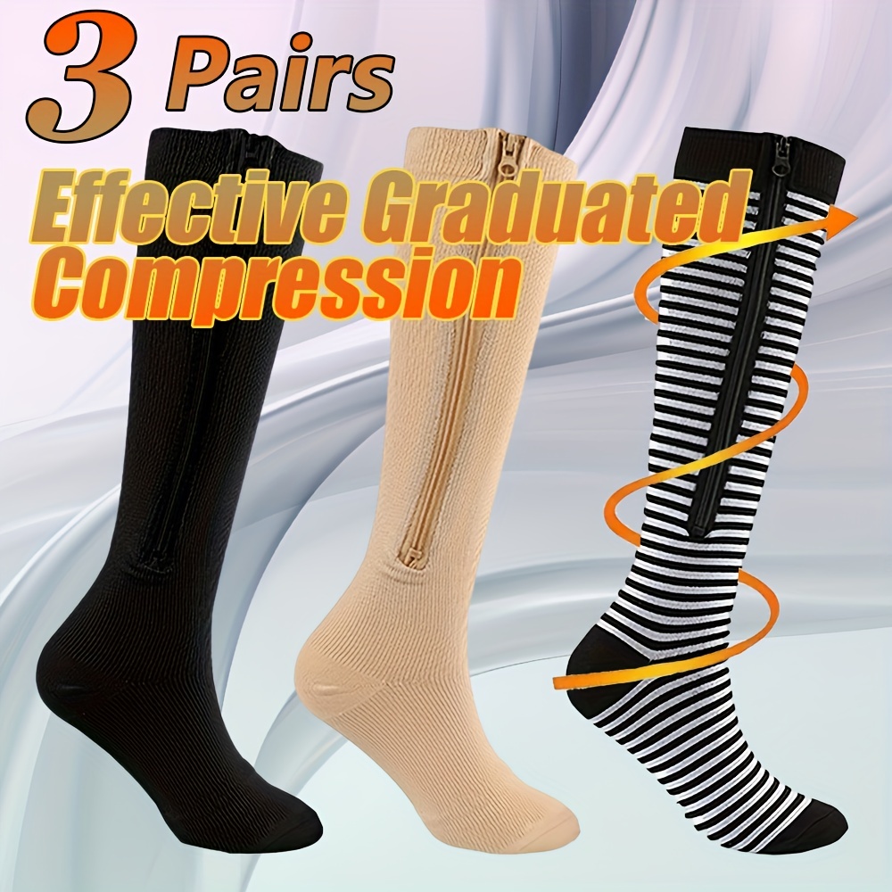 Calcetines de compresión, 20-30 mmHg, medias de compresión graduadas hasta  la rodilla para unisex, puntera abierta, opacas, manguera de soporte para
