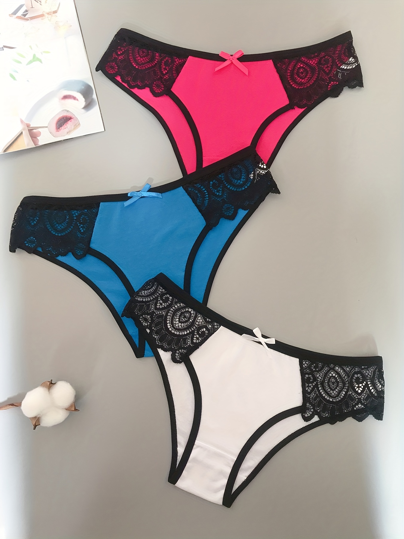 3PCS/ Women's Underwear Suit Sexy Lace Panties Girl Soft Comfort