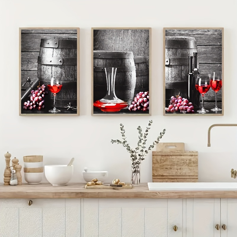 Arte de pared de comedor y cocina, arte moderno de pared, cuadros para  cocina y comedor, copas de vino, lienzo de frutas para decoración de  cocina