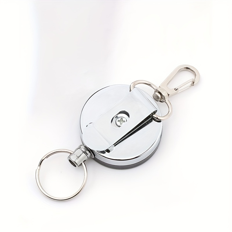 1pc Creative Retractable Badge Reel Ballpoint Pen Belt Clip Key chain with  Carabiner Key ring Lanyard