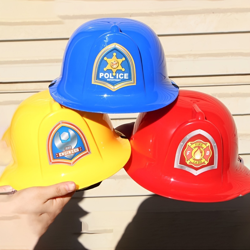 2 piezas de sombrero de bombero para niños, casco de bombero de plástico  duro, disfraz de bombero para niños juego de rol (rojo, amarillo)