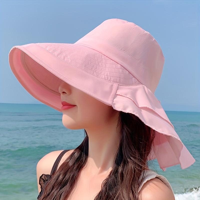 Women's Sun Protection Fishing Hat, Bucket Hat, Sun Hat, Lightweight Breathable Wide Brim with Ponytail Hole for Outdoor Cycling Fishing Hiking,Temu