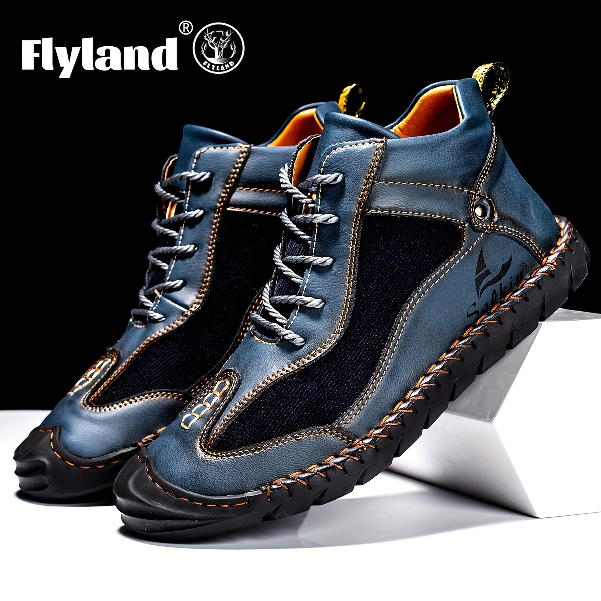 Flyland Men's Retro Casual Lightweight Wear-resistant Lace-up Ankle Boots  With Rubber Sole Yellowstone - Temu