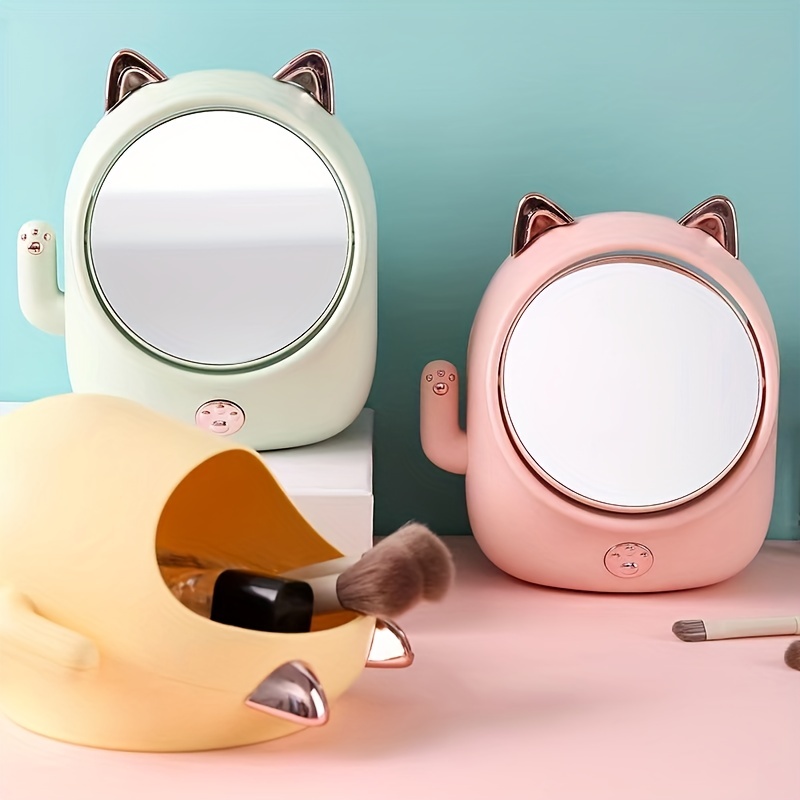 Desktop Cat Shape Makeup Mirror With Stand Cartoon Cute - Temu