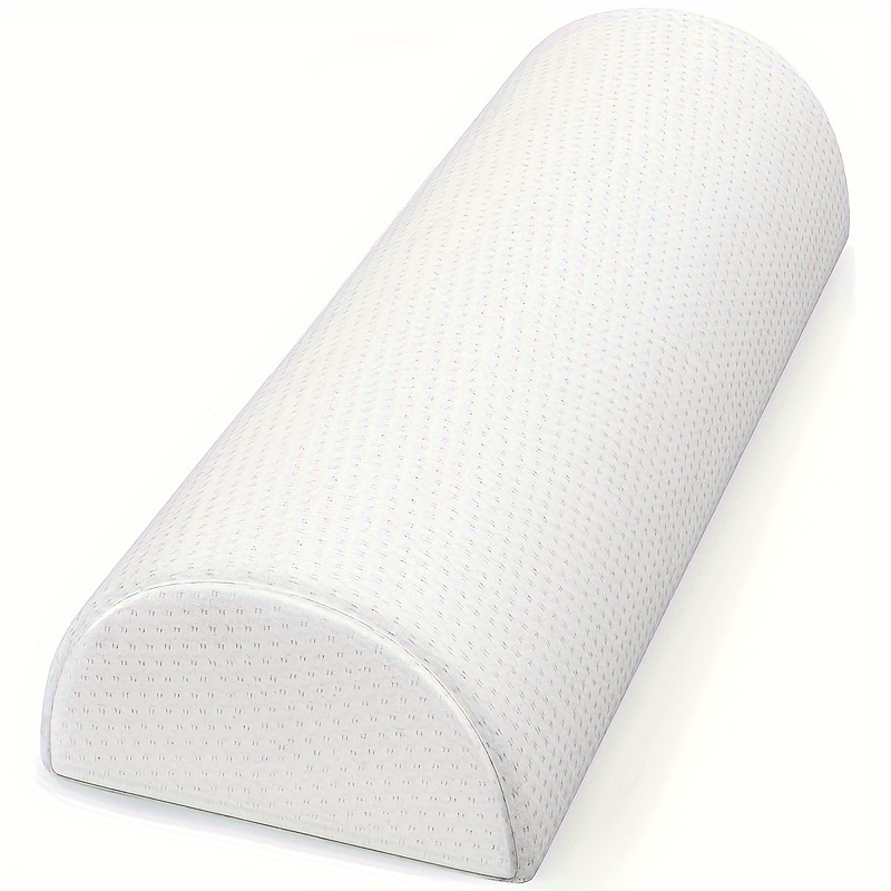  Back Pain Relief Memory Foam Pillow - Half Moon Bolster Knee  Pillow for Side, Back, Stomach Sleepers - Semi Roll Round Lumbar Leg Wedge  - Reduce Neck Spine Back Hip Ankle