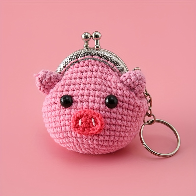 Womens Designer Keychains Cute Leather Piggy Keyrings for Women, Red