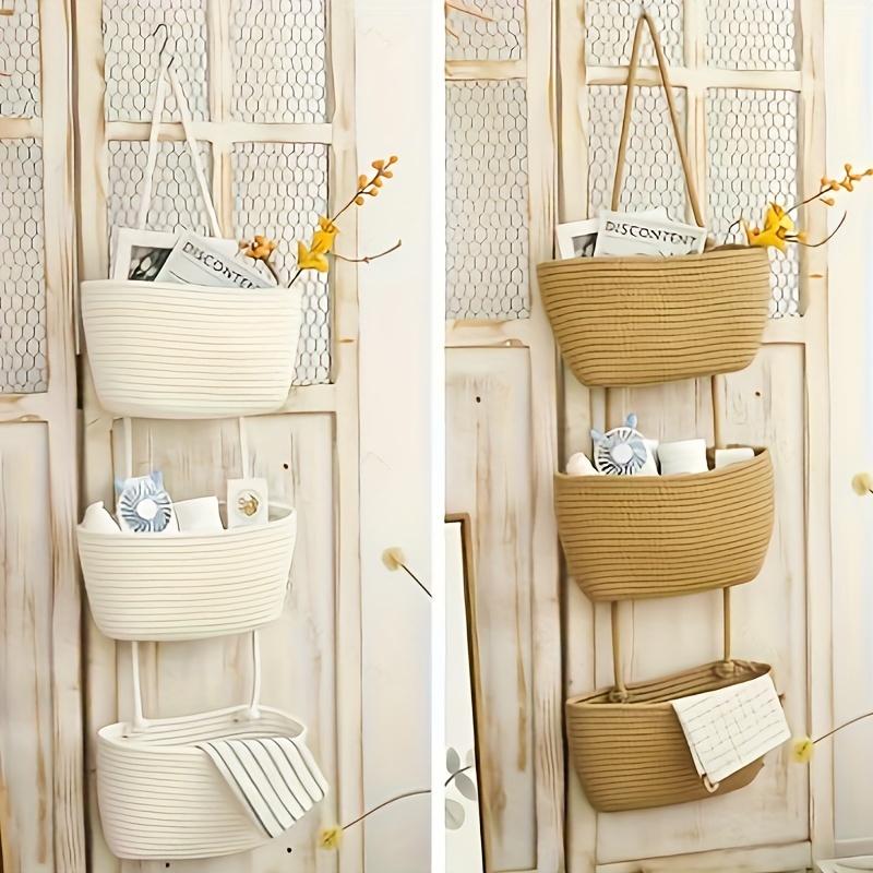Buy Set of 3 Natural Wall Hanging Rope Kitchen Storage Baskets from the  Next UK online shop