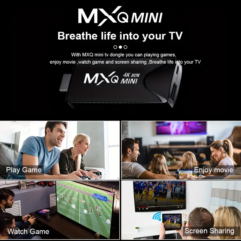 Mxqmini Tv Stick With Android 10.0 4k Smart Tv Box Wifi Mini Smart Tv Stick  H.265 Media Player Set - Temu