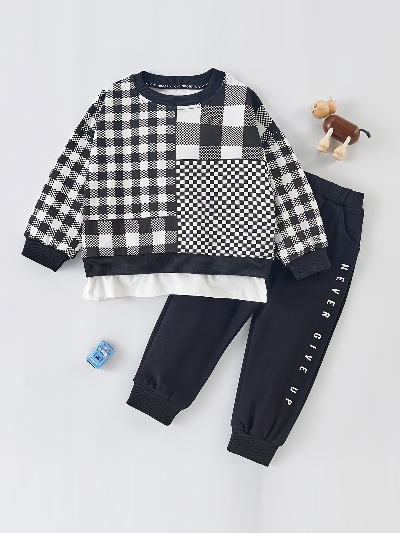 Boy Plaid Pullover Top + Pants Set Baby Clothes - Temu New Zealand