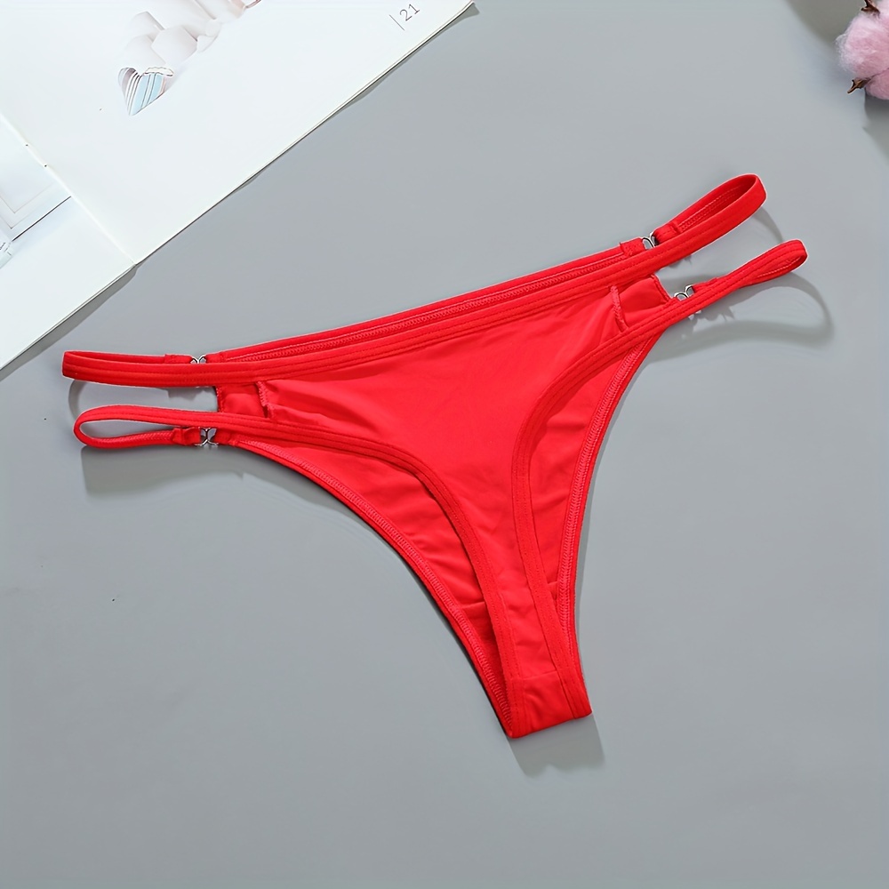 5pcs Simple Solid Thongs, Stretch Intimates Panties, Women's Sexy Lingerie  & Underwear