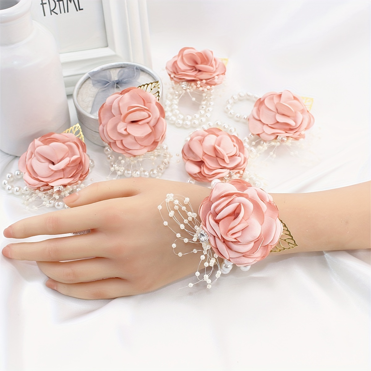 Bridesmaid Wrist Flowers Women Wedding Prom Party Corsage Bracelet Hand  Flowers