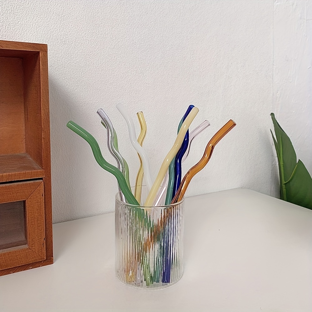 Wavy Reusable Glass Straws