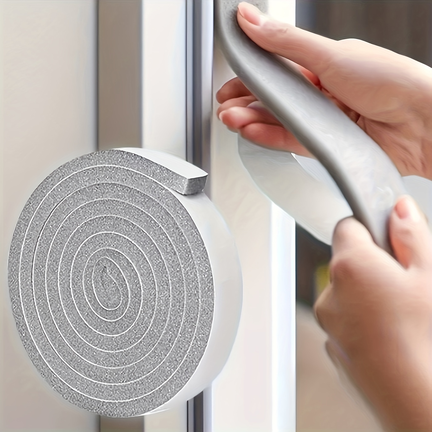 Cuysfead 118 Inch Window Draft Stopper Foam Door Seal Strip Self Adhesive,  Window Insulation Tape and Door Side Weather Stripping Soundproof, Door