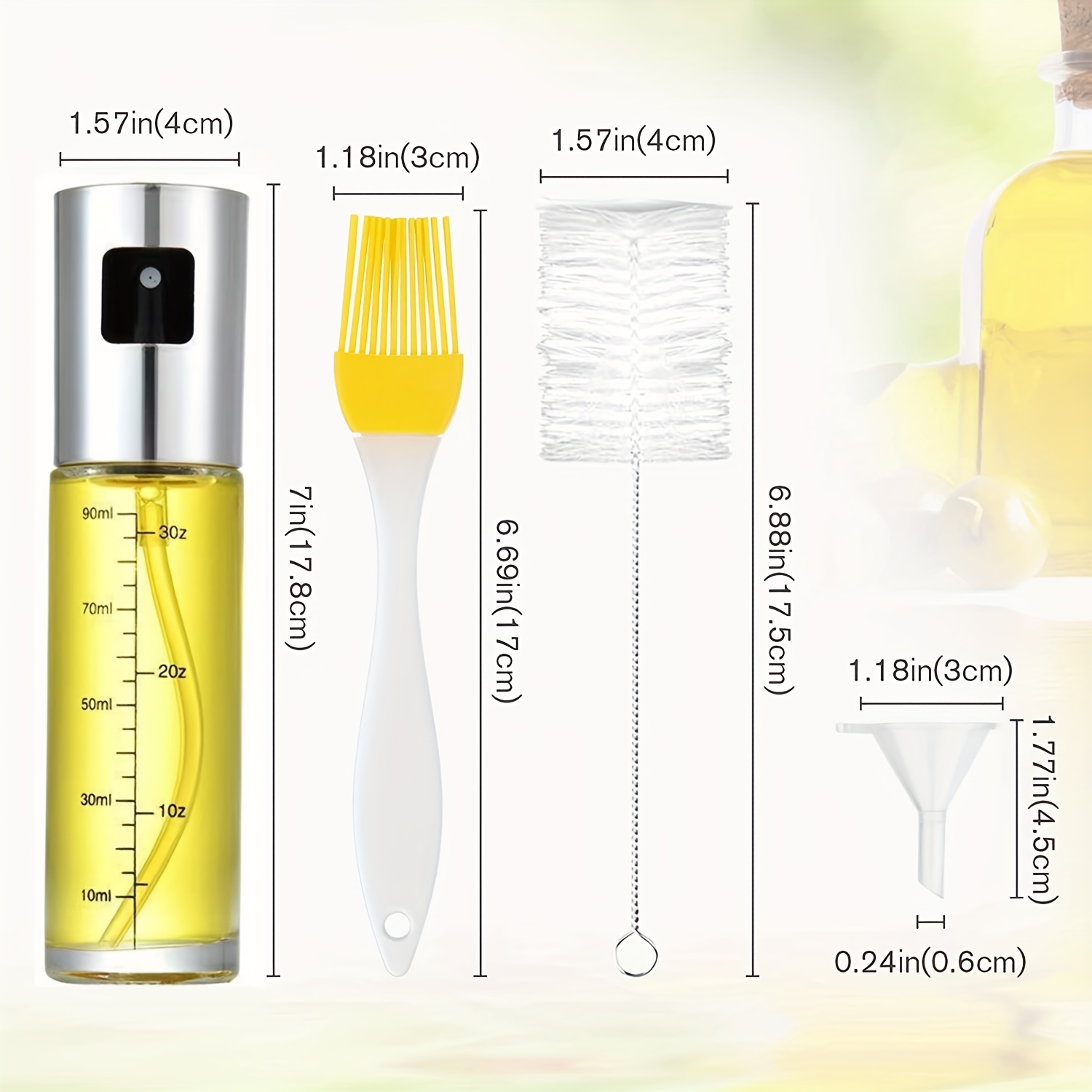 Oil Sprayer With Oil Brush Cleaning Brush And Funnel Olive - Temu