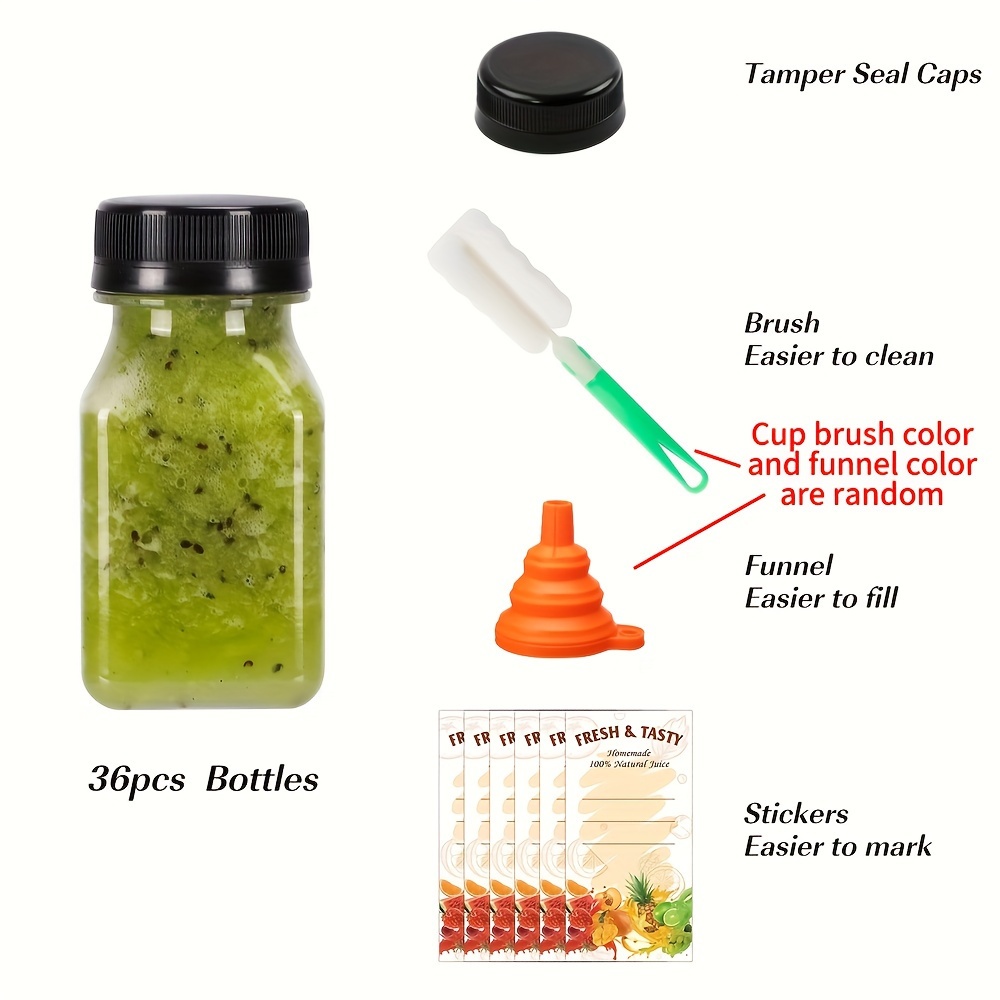 [ 100 Pack ] Empty Plastic Juice Bottles with Tamper Evident Caps 64 Oz.