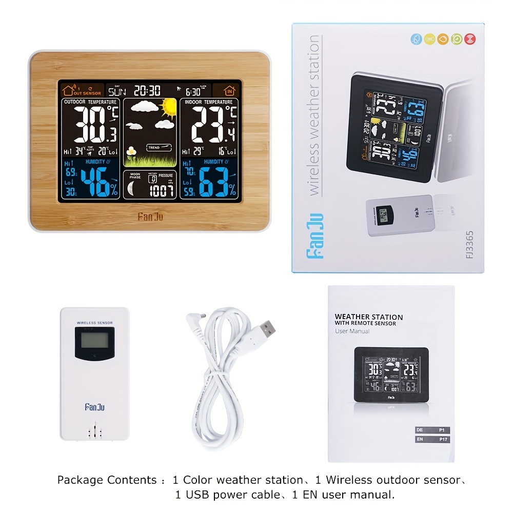 Wireless Weather Station Outdoor Clock Sensor Digital - Temu