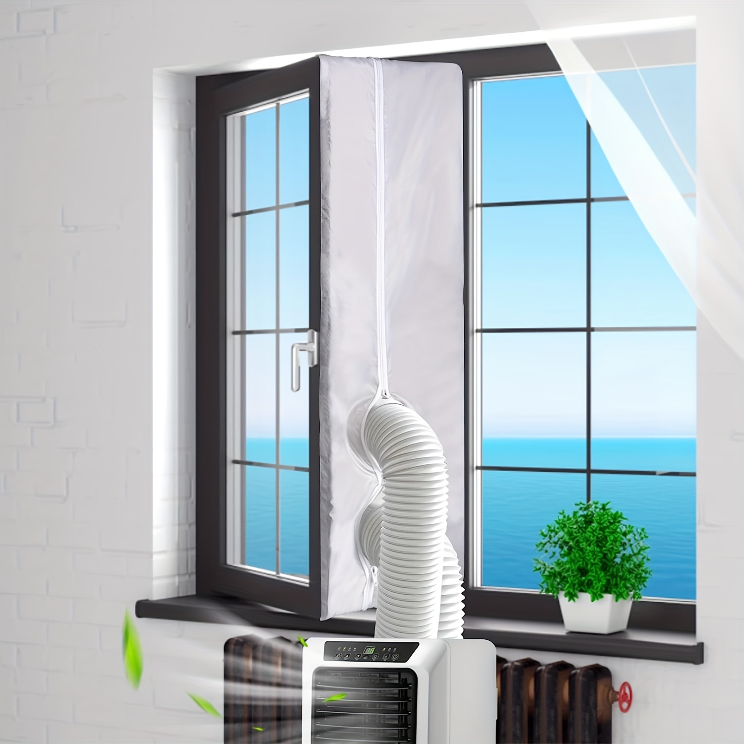 1 Stück Klimaanlagen-Dichtungstuch, Weiches Tuch, Doppelloch-Dichtungstuch  Für Leere Fenster, Abnehmbares Klimaanlagen-Windschutzscheibentuch Für Die