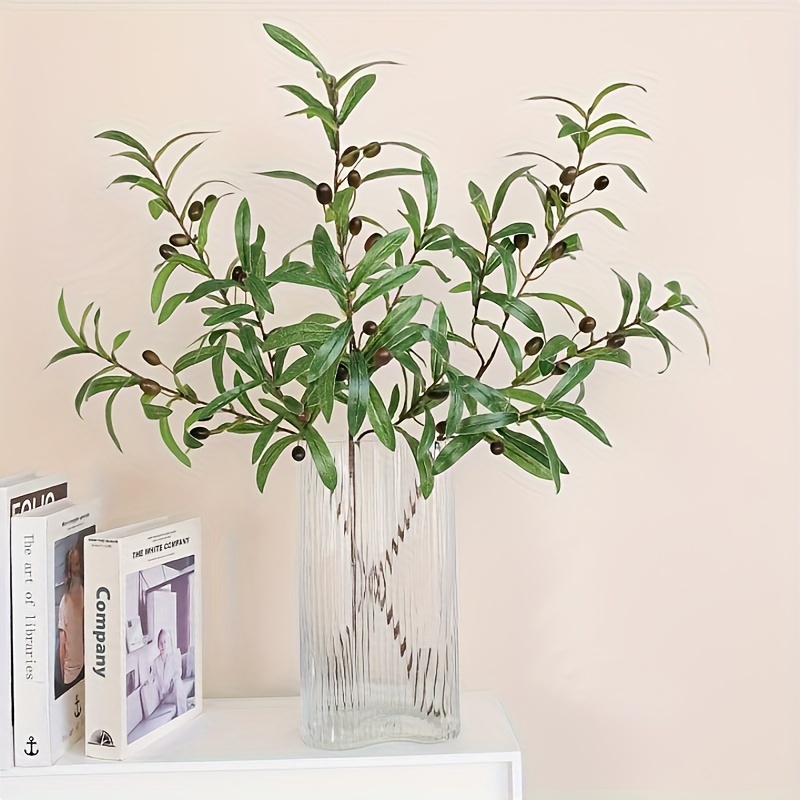 Branche d'olivier artificielle, 4 ramures, H 75 cm - BEST - Plantes vertes  artificielles - Creavea
