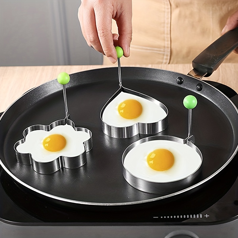 W WBLD Egg Pancake Rings,8pcs Different Shaper Fried Egg Molds,Stainless Steel Omelette Frying Cooking Tools Kitchen Accessories Gadget Rings,With A