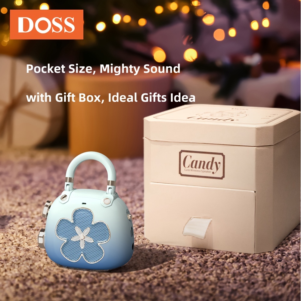 Doss Candy Cute Bluetooth Speaker, Mini Portable Speaker with Mighty Sound, Retro Stylish Design, Adorable Speaker for Room, Desk Decoration, Ideal