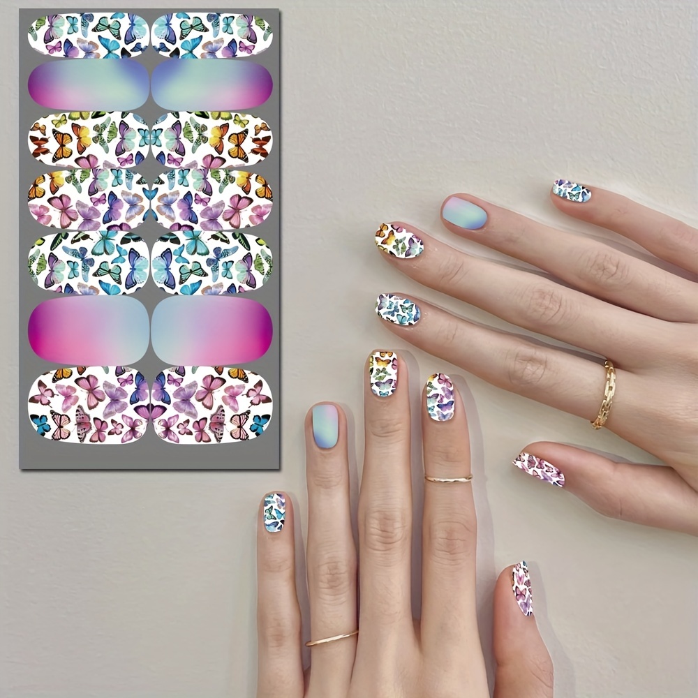 Butterfly Nail Polish Strips Long Lasting Nail Wraps for Easy Manicure