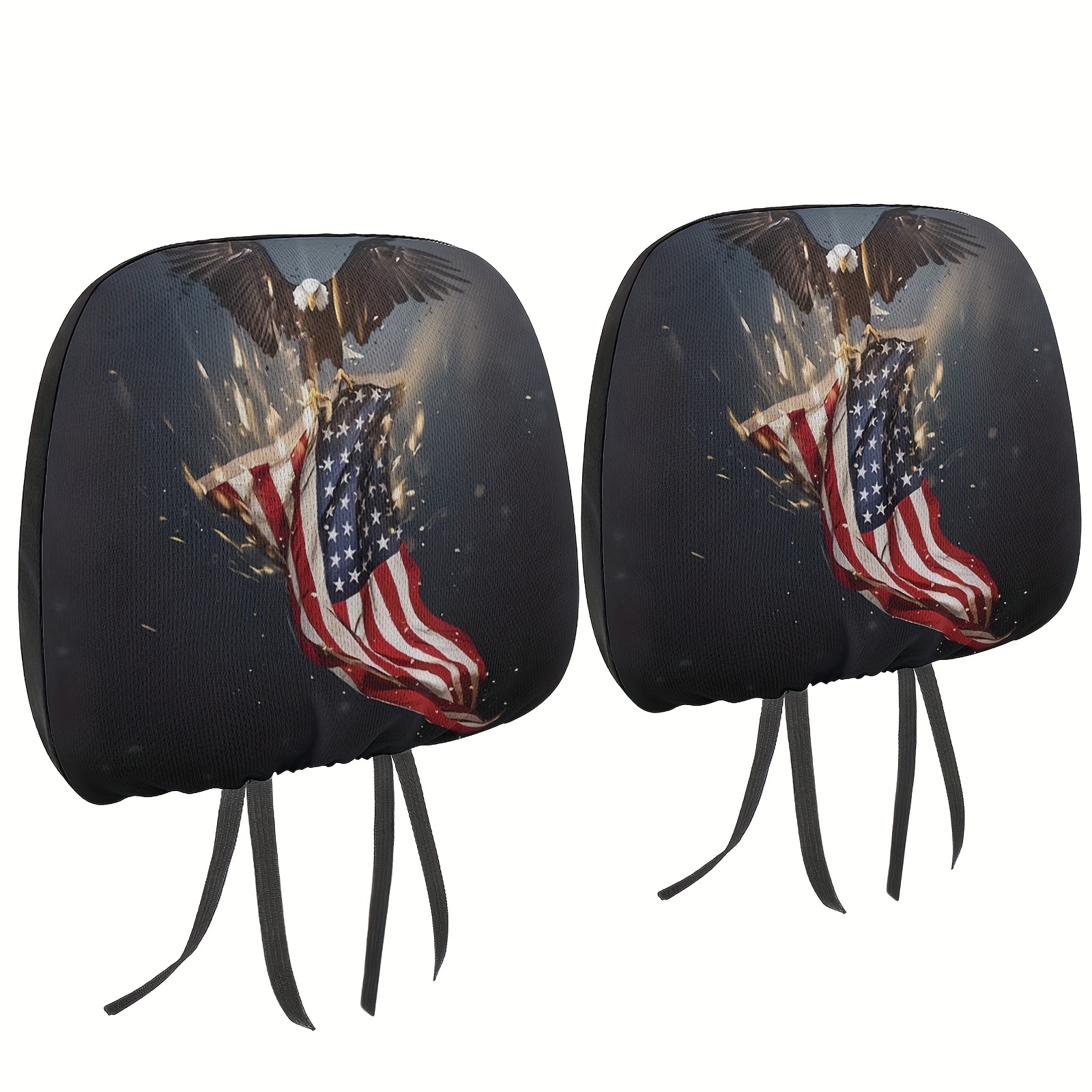 : InterestPrint Car Accessories Eagles Head with American Flag  Non-Slip Headrest Cover 2pcs Polyester Headrest Cover 12(W) x 11.5(L), :  Automotive