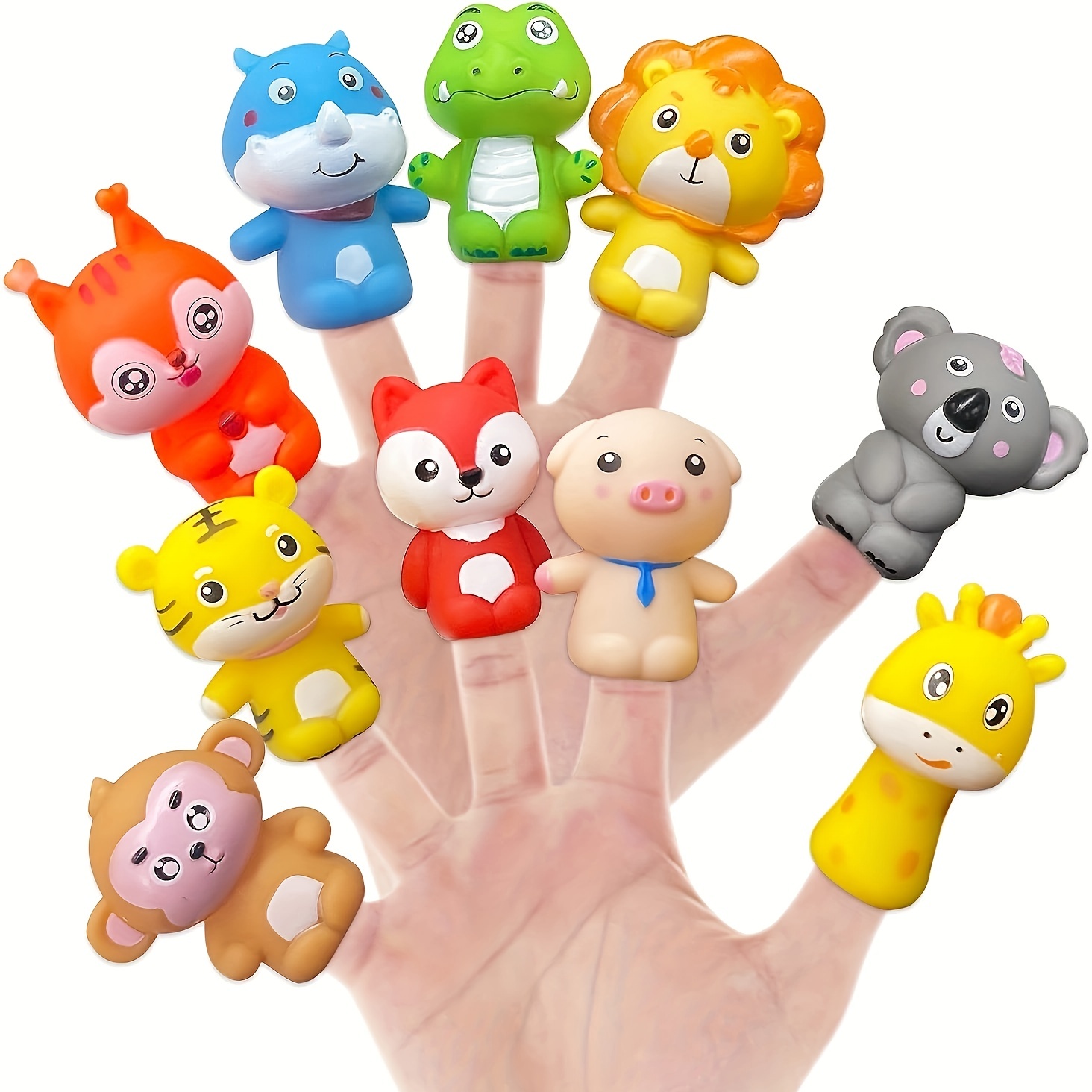 10 pièces mignon dessin animé Animal forme Double couche marionnette à  doigts avec pieds jouets en peluche pour raconter des histoires