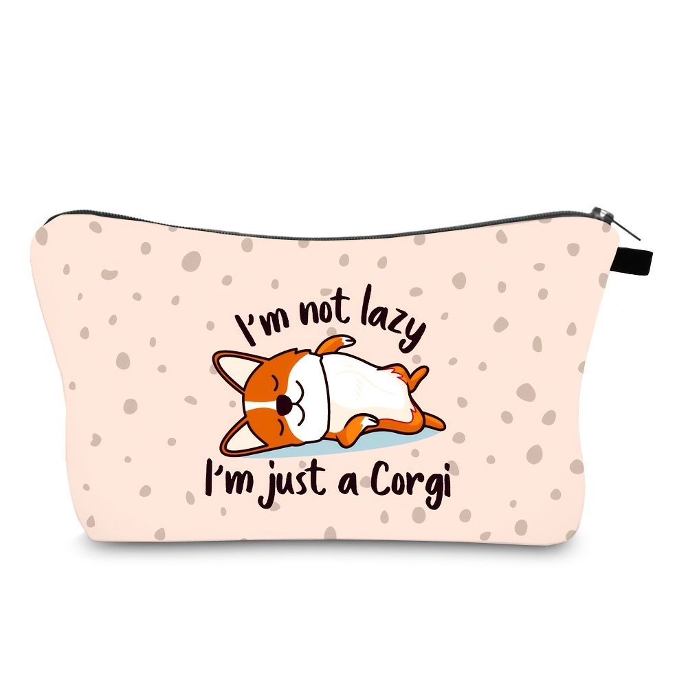 Corgi Dog Makeup Bag Zipper Toiletry Storage Organizer Cosmetic Pouch