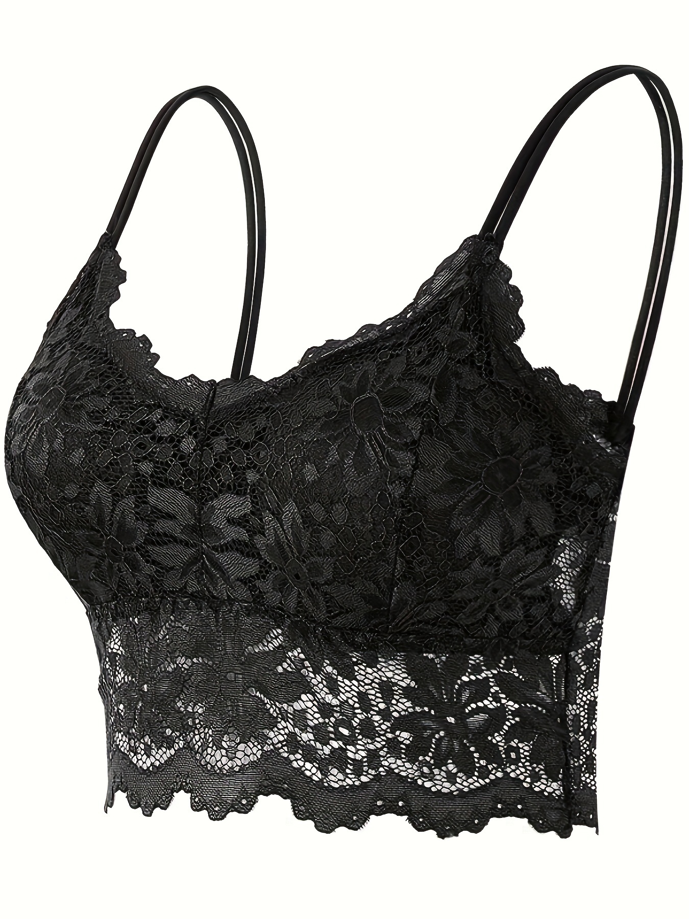 Elegant Floral Lace Bralette Bra Hollow Full Coverage Push - Temu