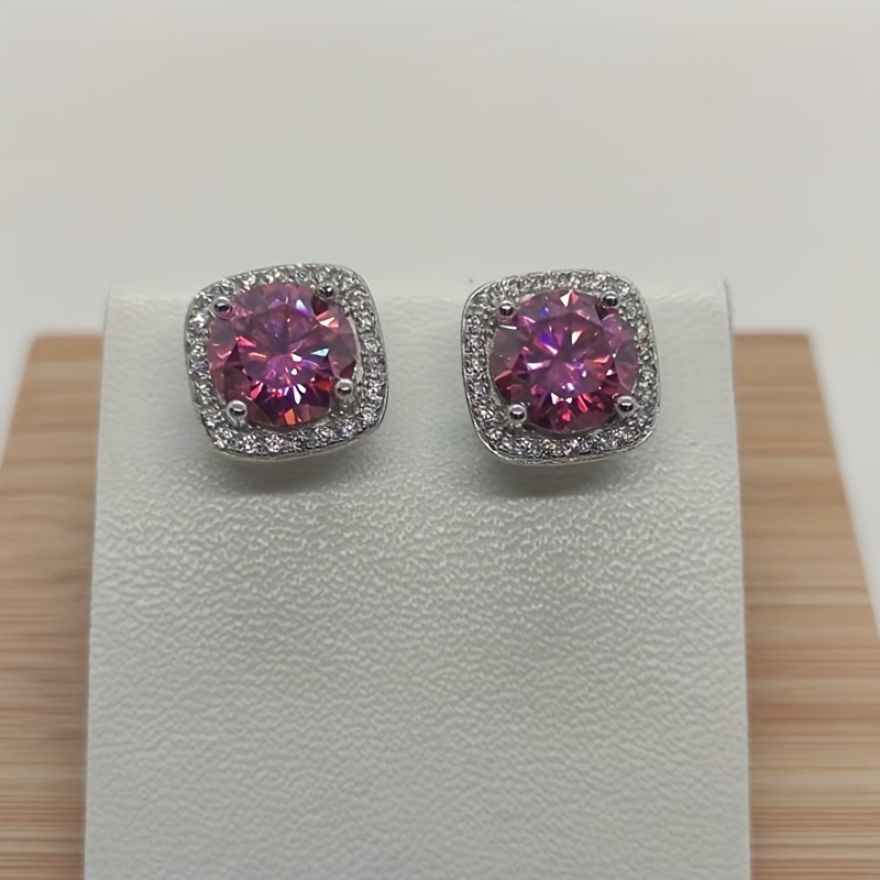 925 Sterling Silver Inlaid Moissanite Stud Earrings