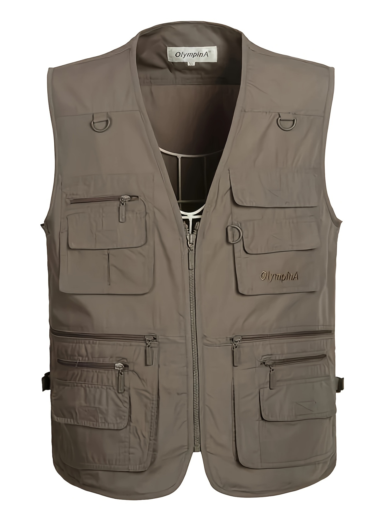 Zipper Pockets Cargo Vest Men's Casual Outwear Zip Vest - Temu