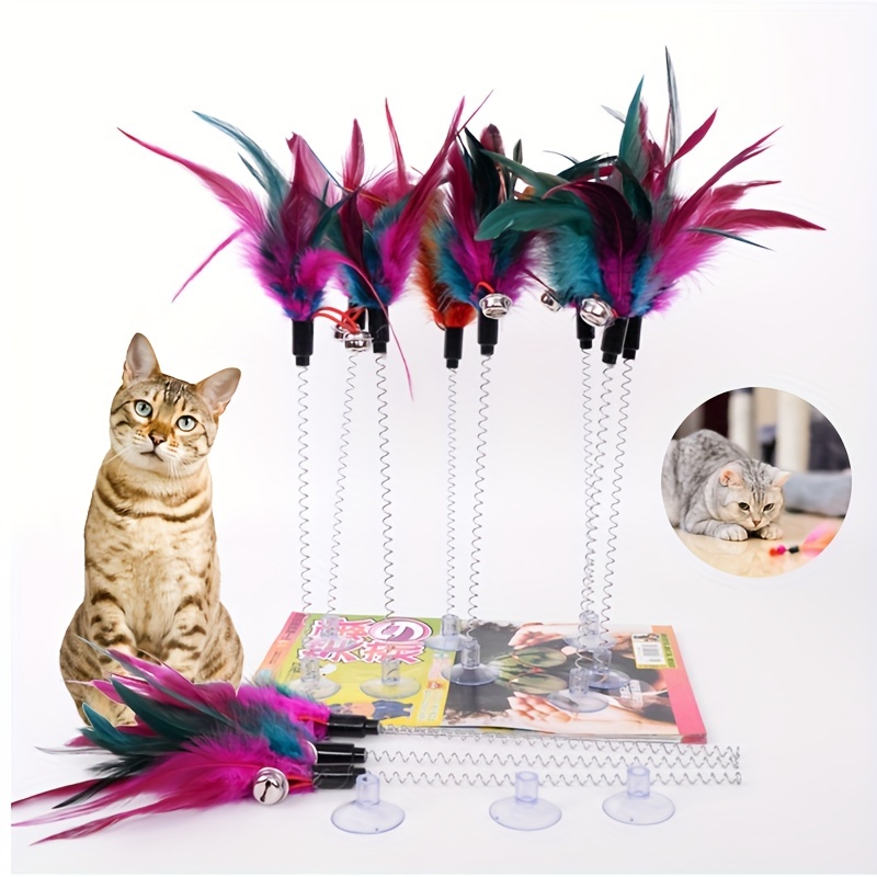 Interactive Cat Feather Toy Wand Replacement Bell Funny - Temu Canada