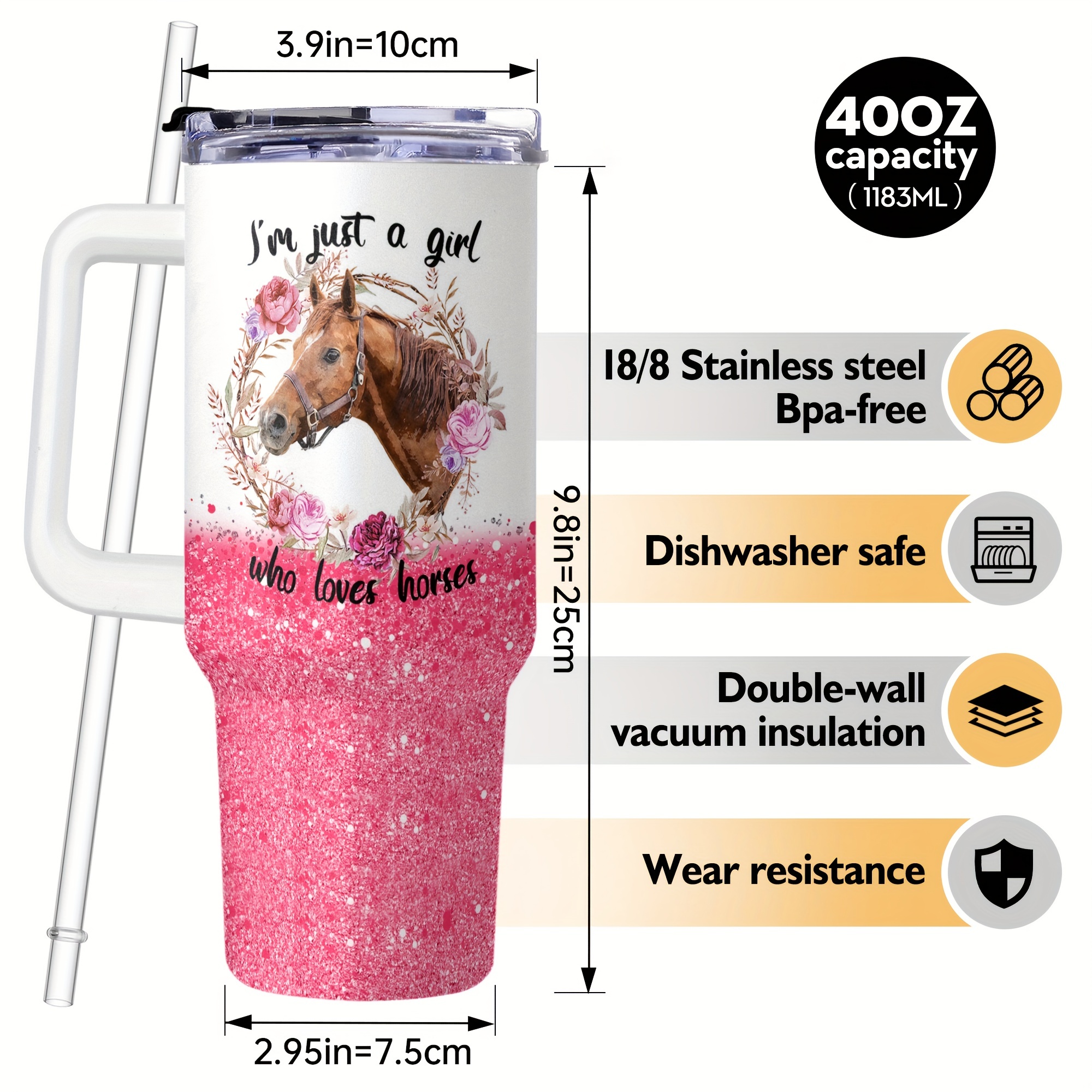 Insulated Stainless Steel Mug - Horse Designs 3