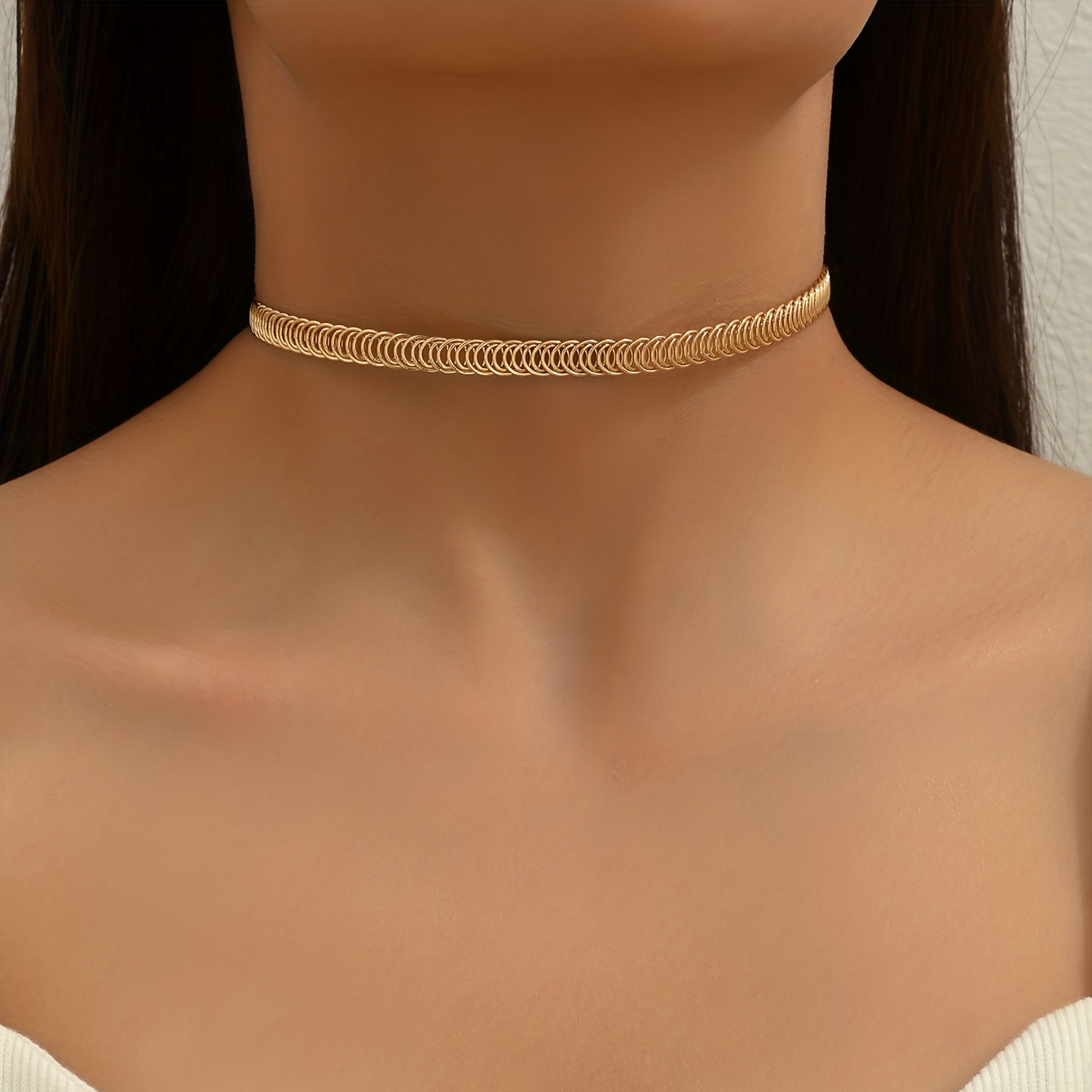 Metal choker clearance collar necklace