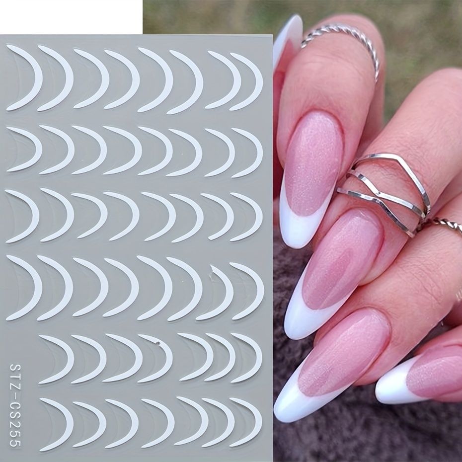 2pcs 3d french tips nail stickers slivery golden swirl stripe line nail art decals nail art supplies for women and girls details 3