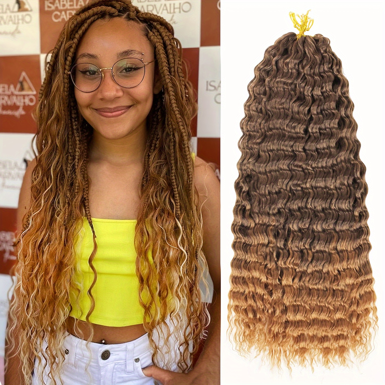 Ombre Crochet Hair Pre Looped Curly Braiding Ocean Wave - Temu