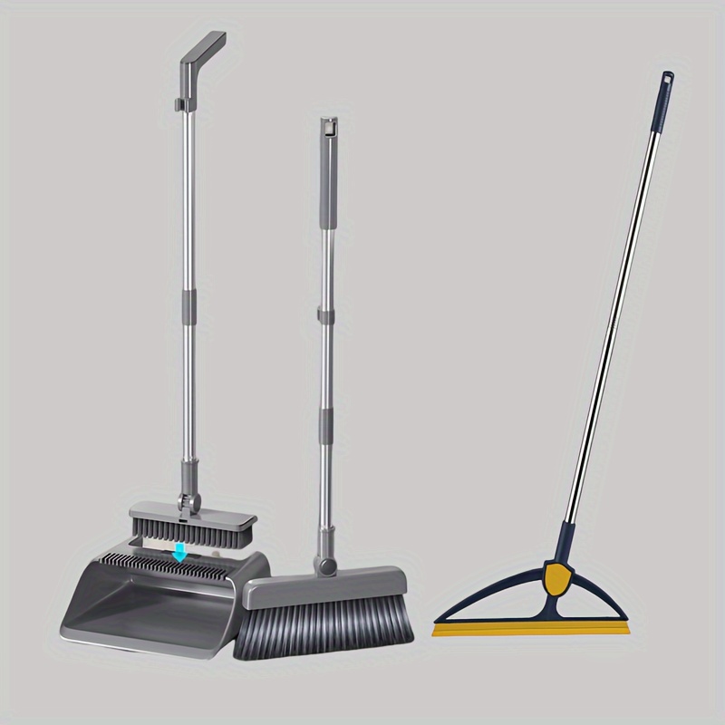 1set three in one or four in one new foldable standable sweeping handle dustpan set with floor brush does not stick to hair details 5
