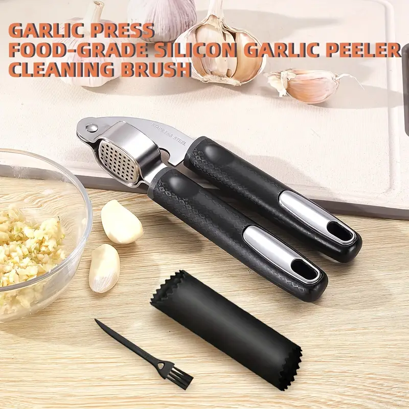 Laser Textured Non-slip Garlic Press And Crusher With Silicon Roller  Peeler. Rust Resistant And Easy To Squeeze, Dishwasher Safe For Easy  Cleaning, Kitchen Utensils - Temu Germany