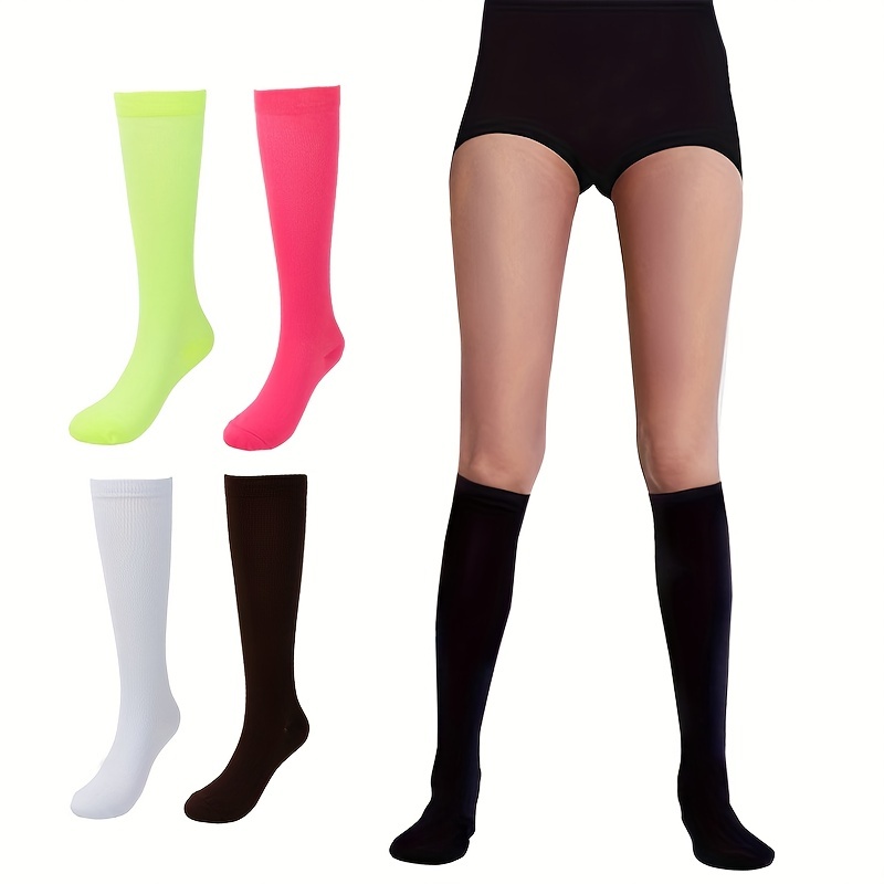 5 pares de calcetines de compresión hasta la rodilla con patrón novedoso,  calcetines deportivos cómodos para correr en bicicleta, medias y calcetería